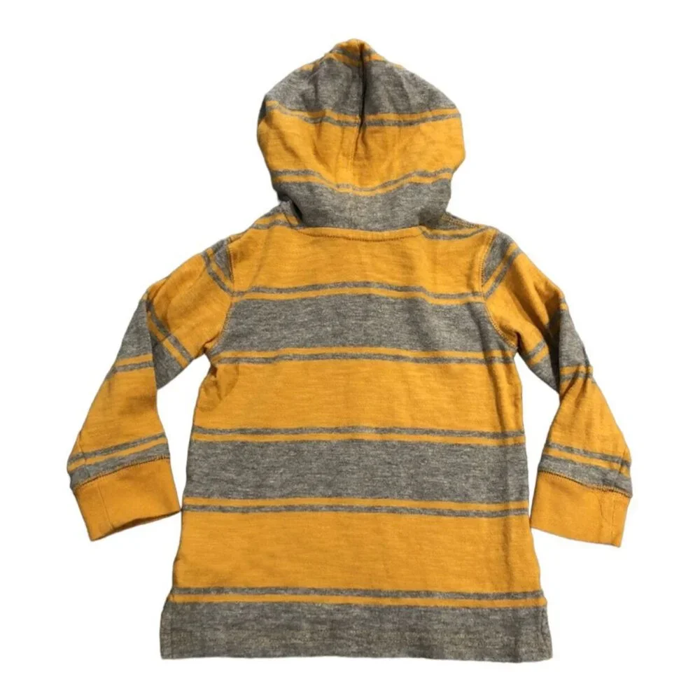 Baby Gap Sz 3 Yellow & Grey Striped Hoodie Shirt